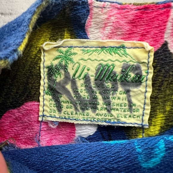 Vintage Ui Maikai Hawaiian Muu Muu dress made in Hawaii Blue & Pink Floral sz 10 - Picture 7 of 9